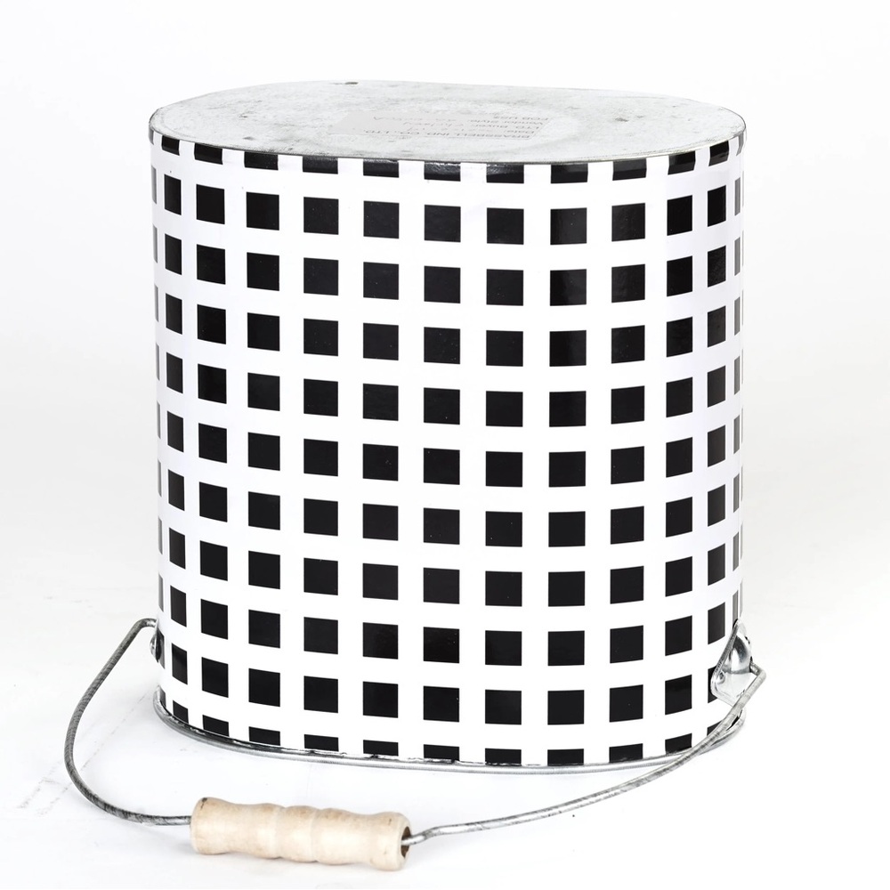 BLACK & WHITE CHECKERED STORAGE TIN